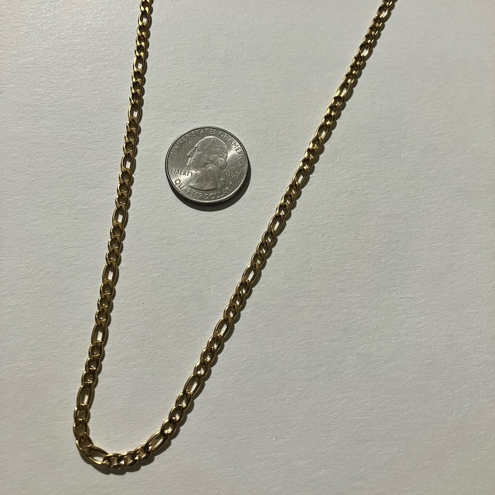 Real 18k Gold Plated 20 in Stainless Steel Figaro Chain Brand NEW Various Length